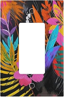 Decorative Art Light Switch Covers Oil Painting Style Flowers 1 Gang Rocker Outlet Decorative Switch plate Faceplate GFCI Light Switch Covers