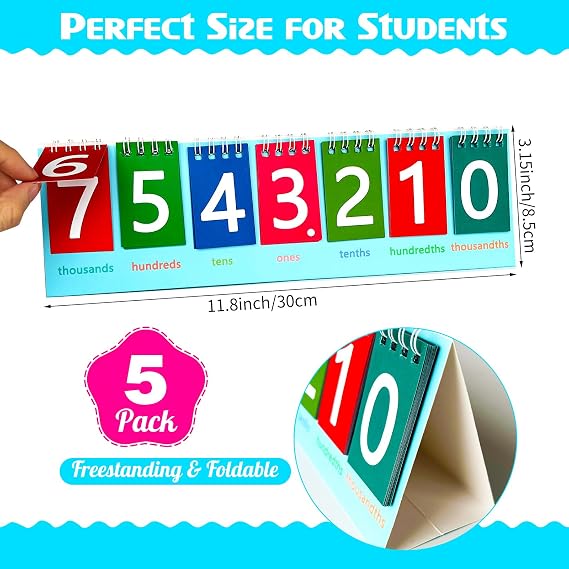 5 Pack Student Place Value Flip Chart Math Manipulatives K-3