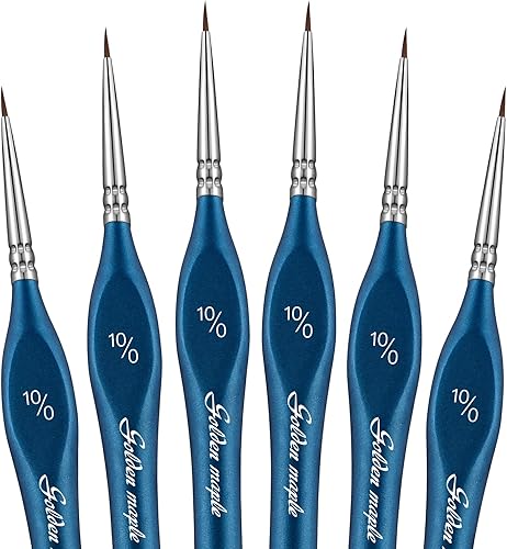 Miniatura 9 de golden maple - Juego de 6 pinceles de pintura en miniatura para detalles extrafinos, punta muy fina para modelos a pequeña escala, aceite