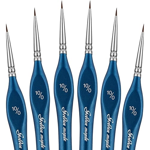 Detail Paint Brushes Extra fine Detail Miniature Paint Brush 10/0,6pcs Very fine tip Paint Brush for for Small Scale Models Warhammer 40k Paint by Numbers for Adults - Acrylic Watercolor Oil.