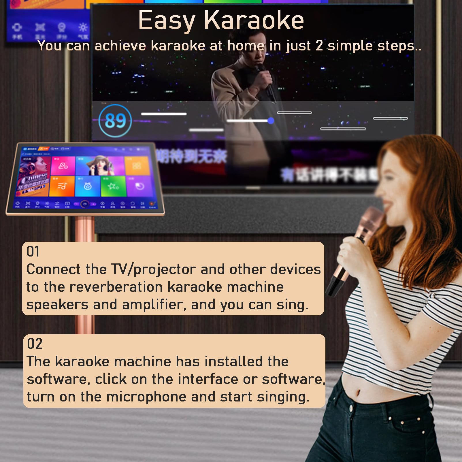 Professionelle Karaoke-Maschine: Alles in einem mit 19,5/22 Zoll Touchscreen, 27 Sprachen, für Partys zu Hause/Erwachsene/Kinder,19.5inch-4TB