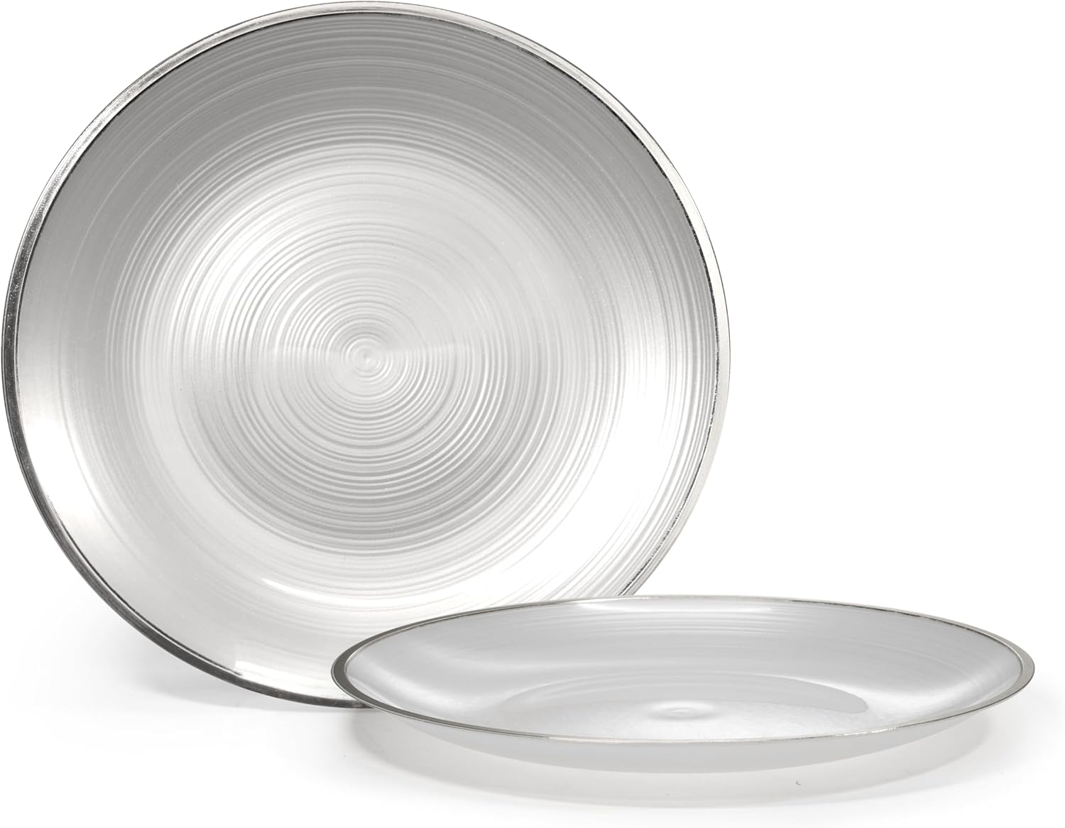 " OCCASIONS " 60 Plates Pack, Disposable Wedding Party Plastic Plates (10'' Dinner Plate, Belize in White Pearl & Silver)