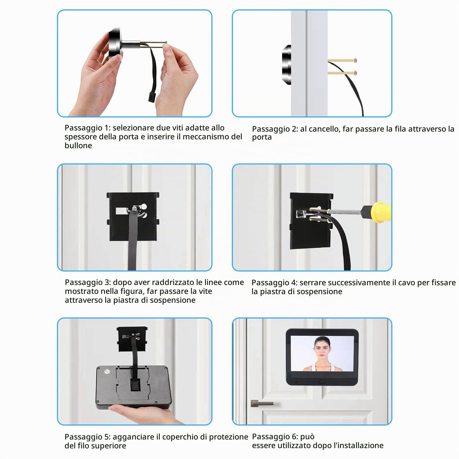 Bewinner Videocitofono Wireless, WiFis Spioncino per Porta Videocitofono Videocitofono 1080P, Videocitofono 4,3 Pollici Videocitofono Digitale con Rilevamento Movimento PIR,