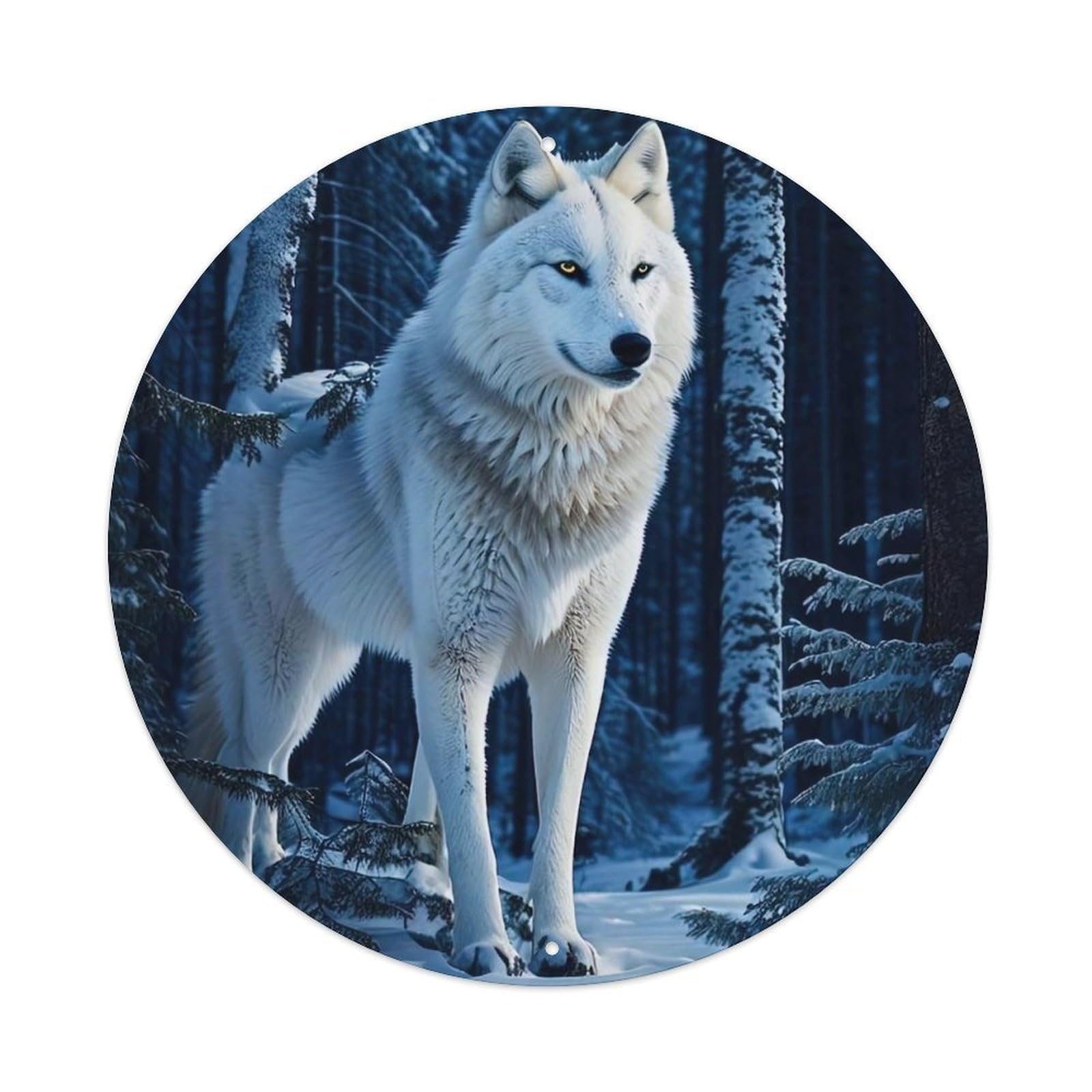 Animal White Wolves in The Winter Forest Metal Tin Sign