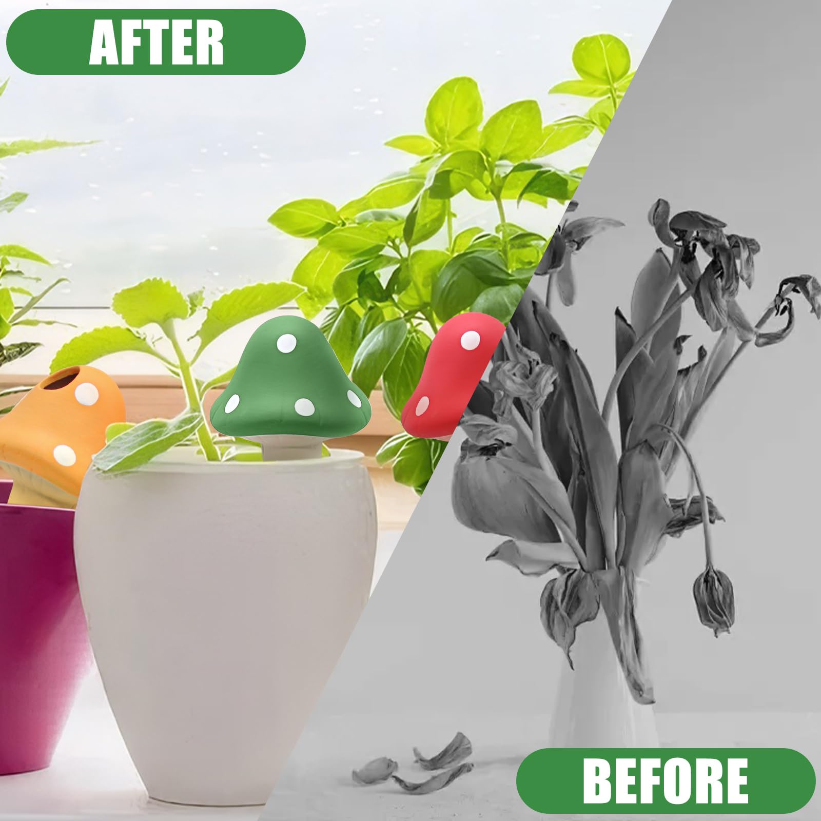 Watering Globes For Plants Plant Watering Globes, Hand Blown Clear Glass Self Watering Globes Automatic Plant Waterer Bulbs For Indoor Outdoor 2 Mushroom Plant Watering Spikes