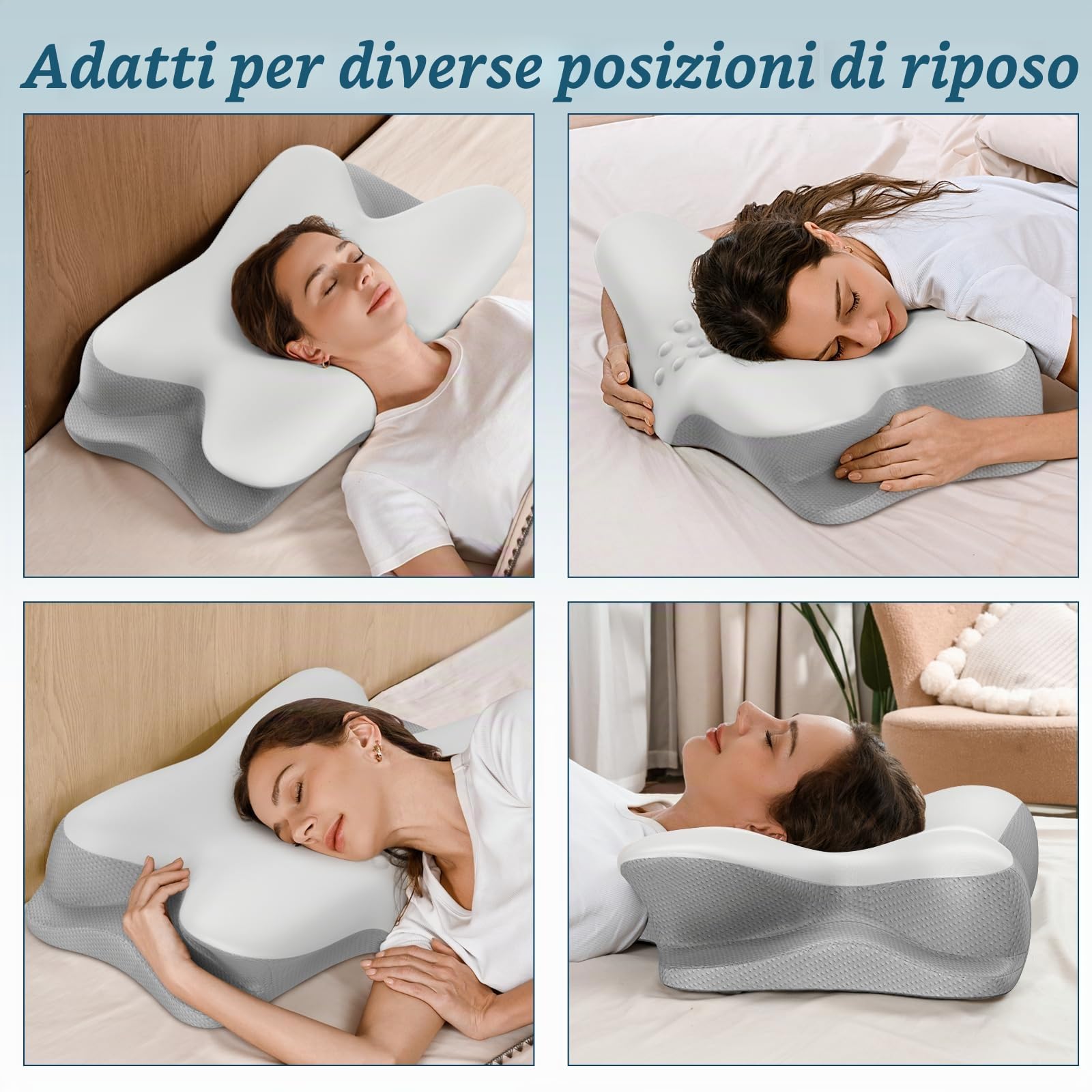 Cuscino cervicale per cervicale, cuscino rinfrescante per alleviare il dolore al collo, cuscino ergonomico per dormire, cuscino ortopedico in memory foam per chi dorme sulla schiena e sullo stomaco