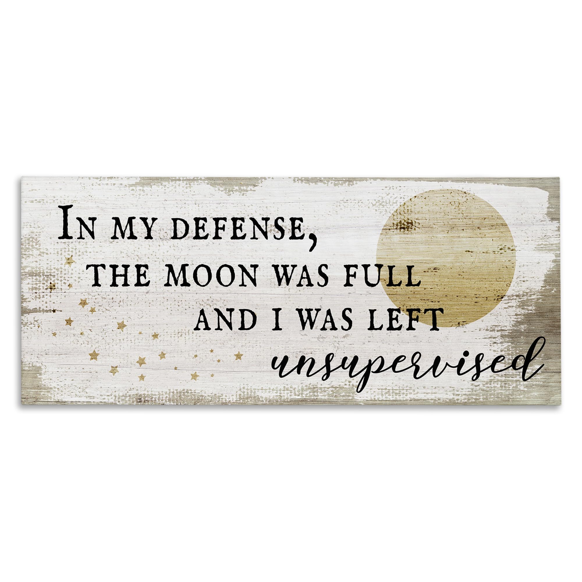 Stupell Industries Full Moon Unsupervised Phrase Rustic Halloween Charm Canvas Daphne Polselli Wall Art, 10x24