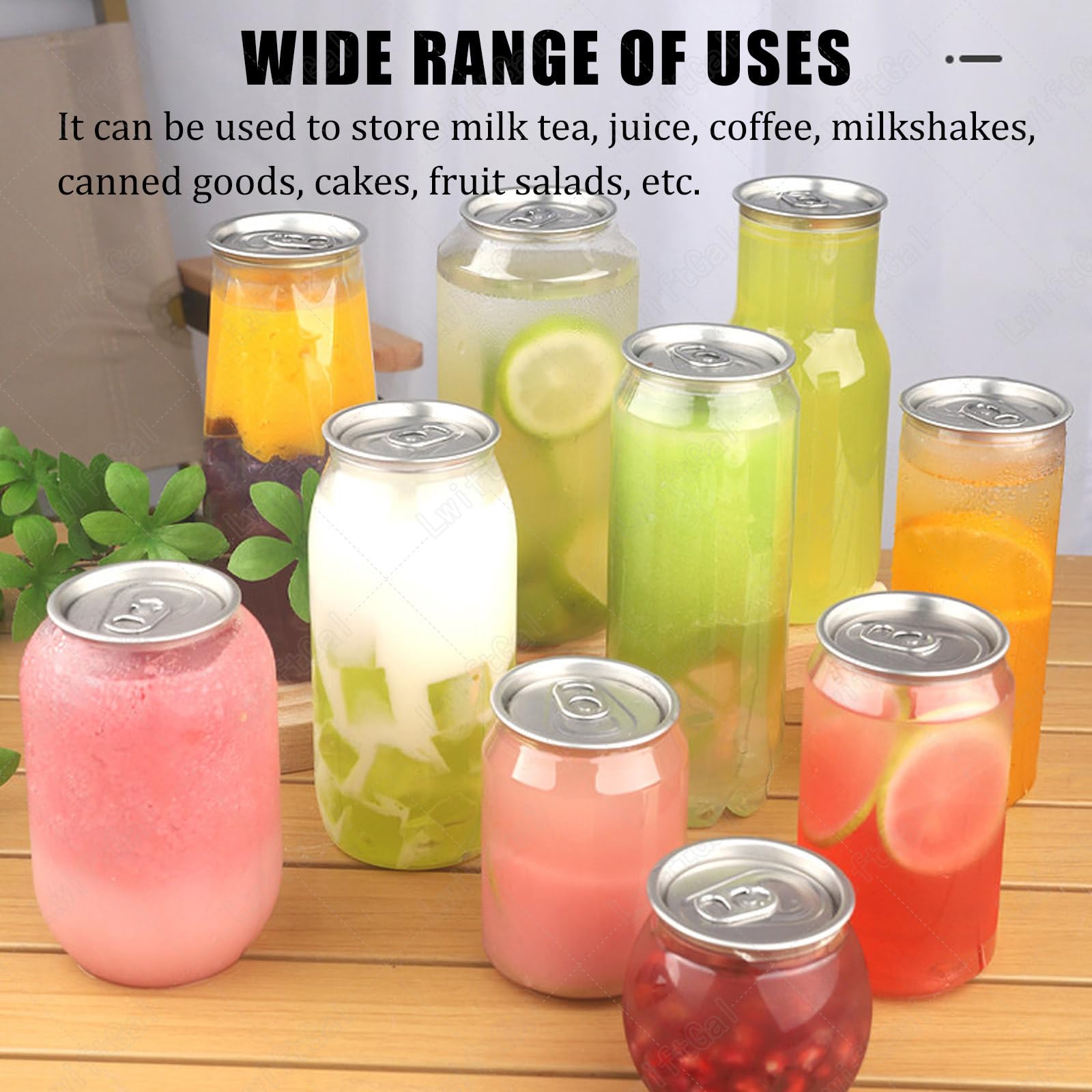Bouteilles vides en plastique pour scellage de canettes, 55 mm, conteneurs de jus et smoothies, usage commercial, convient pour différents types de liquides
