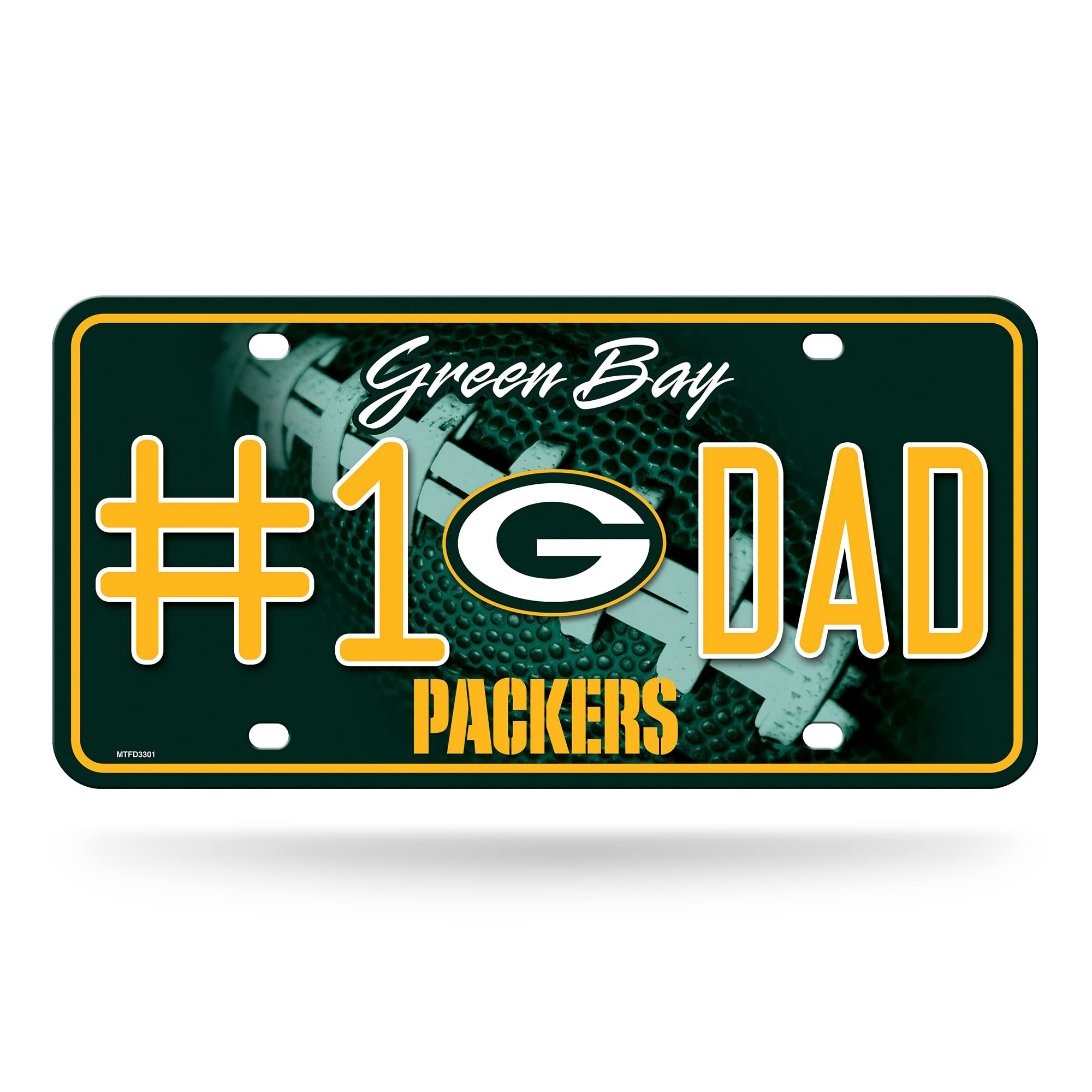 Rico Industries NFL Green Bay Packers #1 DAD Metal Tag (#1 Fan) #1 Fan Metal Auto Tag 8.5