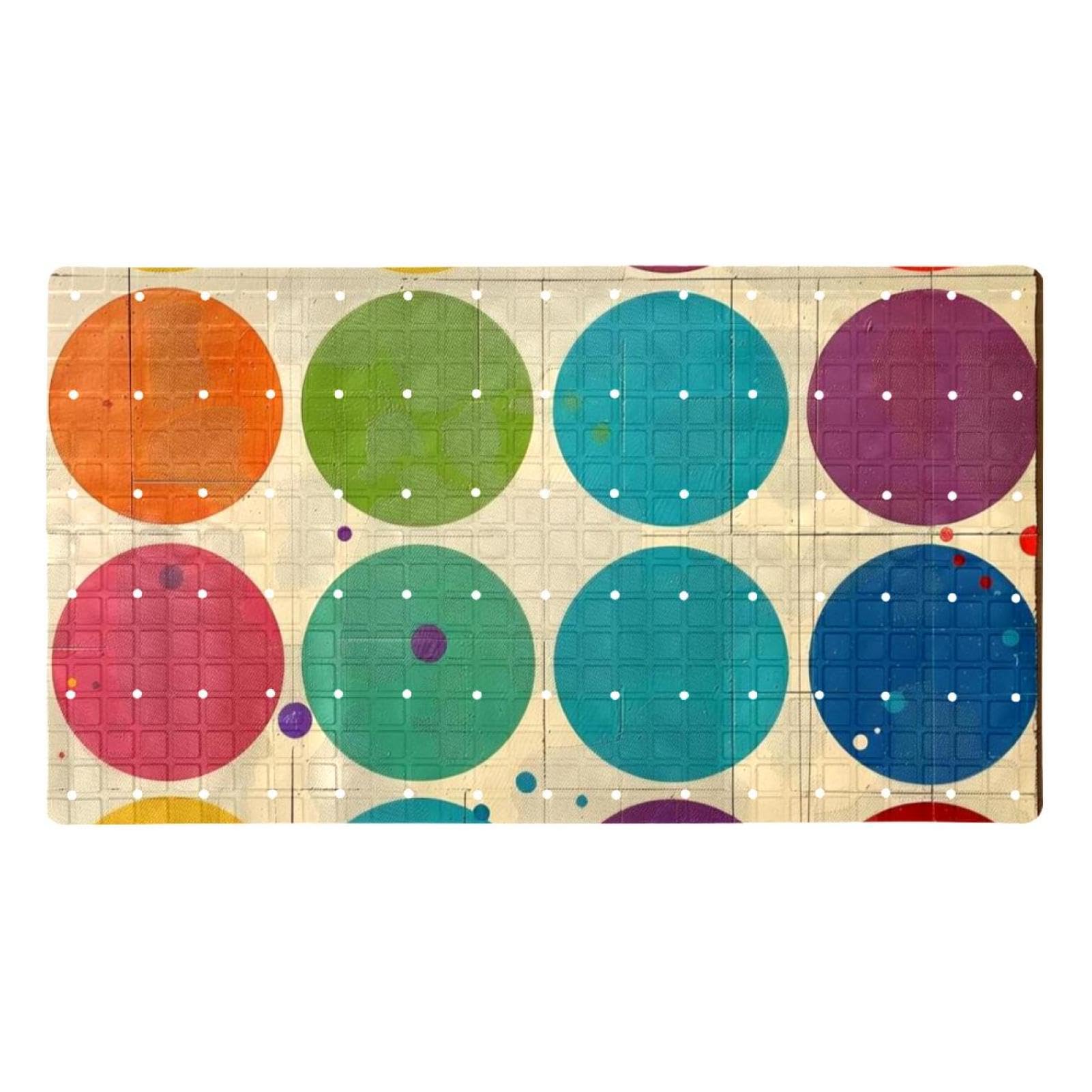 Tapis de bain antidérapant séchage rapide à ventouses cercles colorés