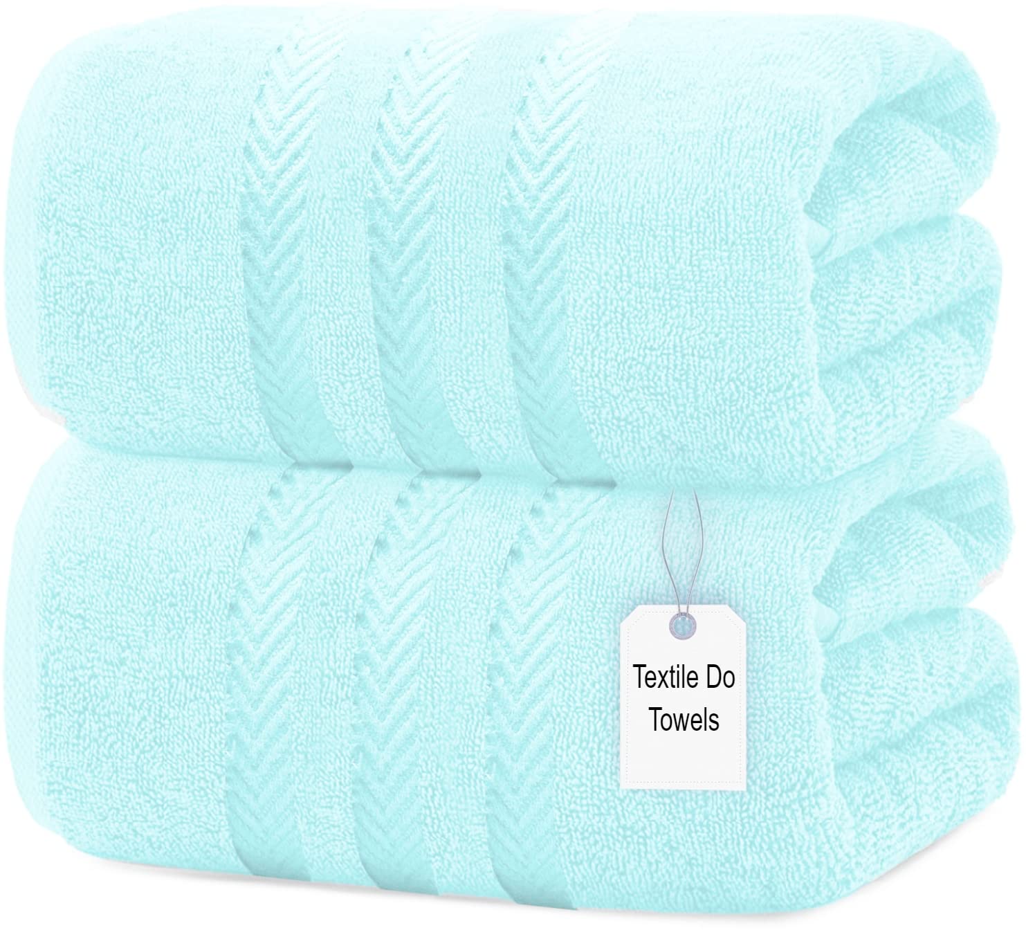 Textile Do Extra Large Jumbo Towel Bath Sheet (100 x 200 cm-600 GSM) Pure Egyptian Cotton Big Bath Sheets (Aqua, 2)