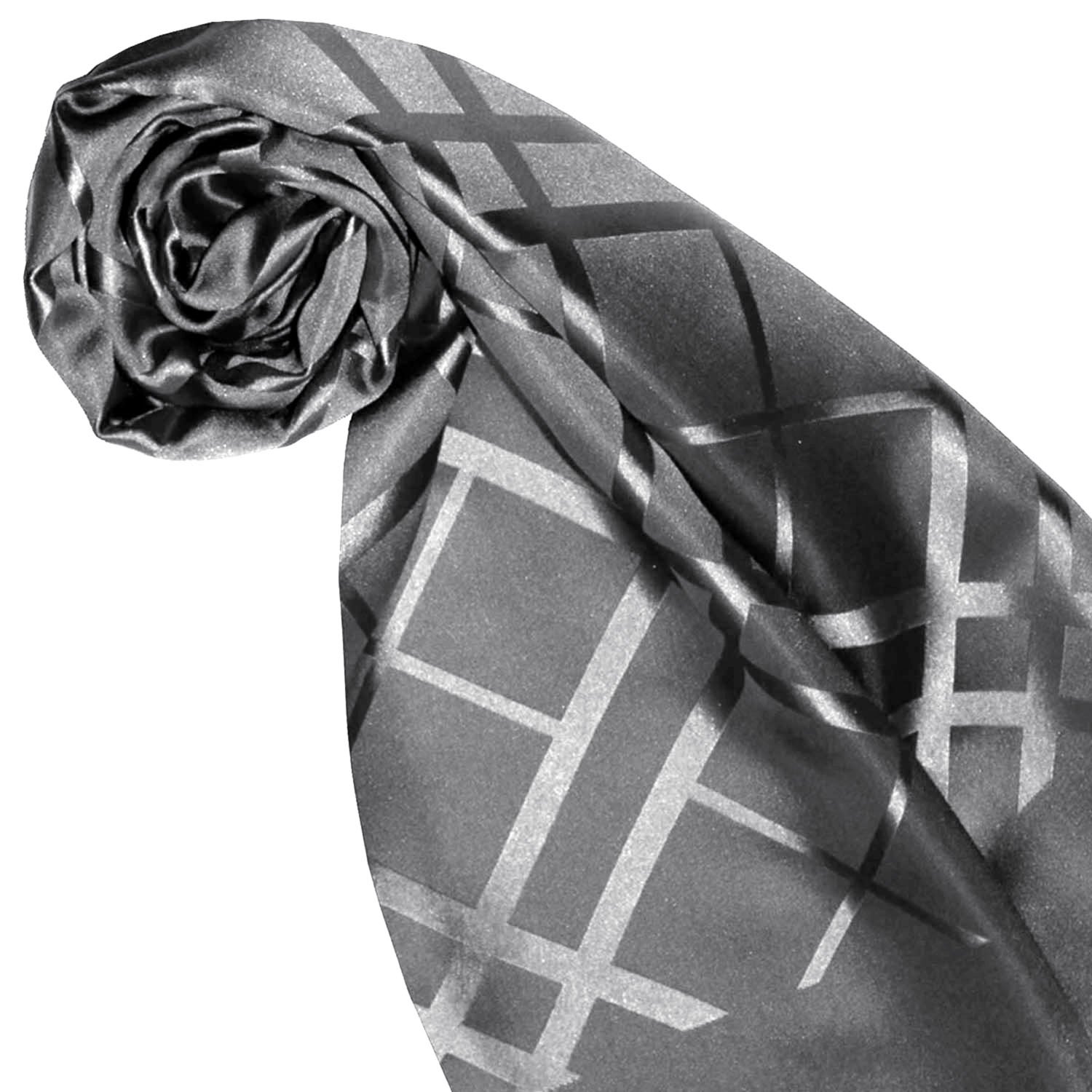 Lorenzo Cana Herrenschal aus 100% Seide aufwändig jacquard gewebter Damast Seidenschal Seidentuch Tuch silber-grau 25 cm x 160 cm 8921111