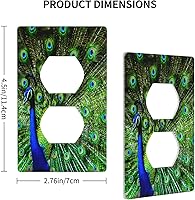 Vista 4 de Cubierta decorativa para toma de corriente de pavo real, cubierta de salida de 1 banda, cubierta de placa de interruptor de luz, placas