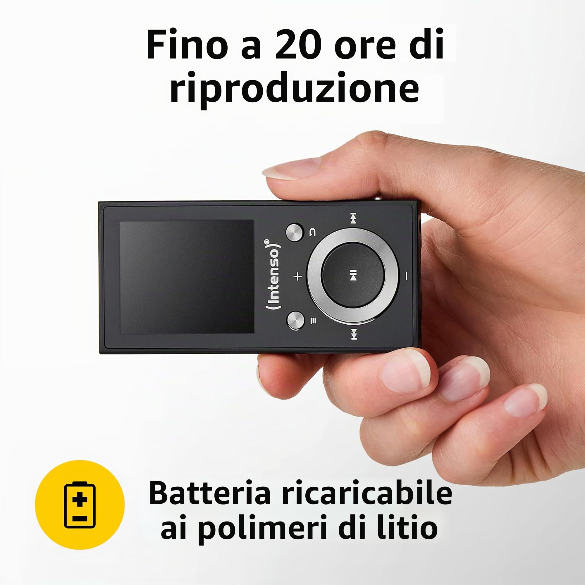 Intenso Lettore video BT MP3 con Bluetooth 5.0, display a colori da 1,8 pollici, microSD, USB C, batteria fino a 18 ore, con cuffie, nero