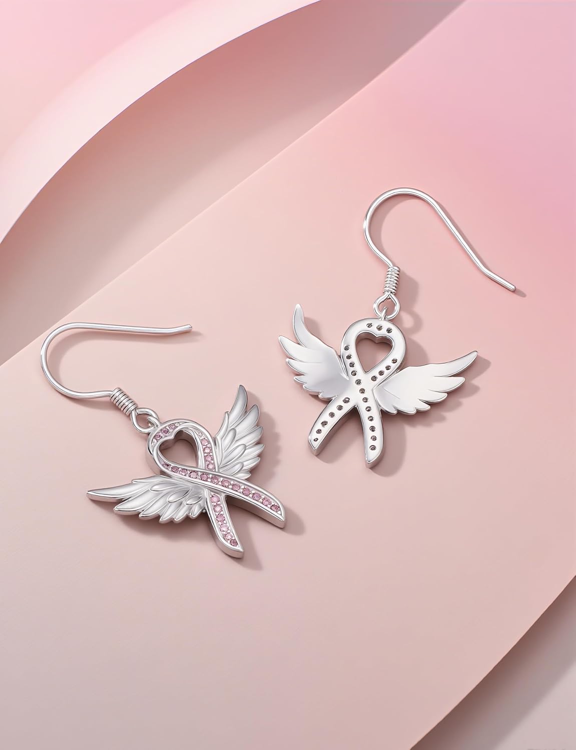 Cross/Butterfly/Dragonfly/Angel Wing Breast Cancer Awareness Earrings for Women 925 Sterling Silver Pink Ribbons Earrings Breast Cancer Survivor Gifts for Woman - Image 3