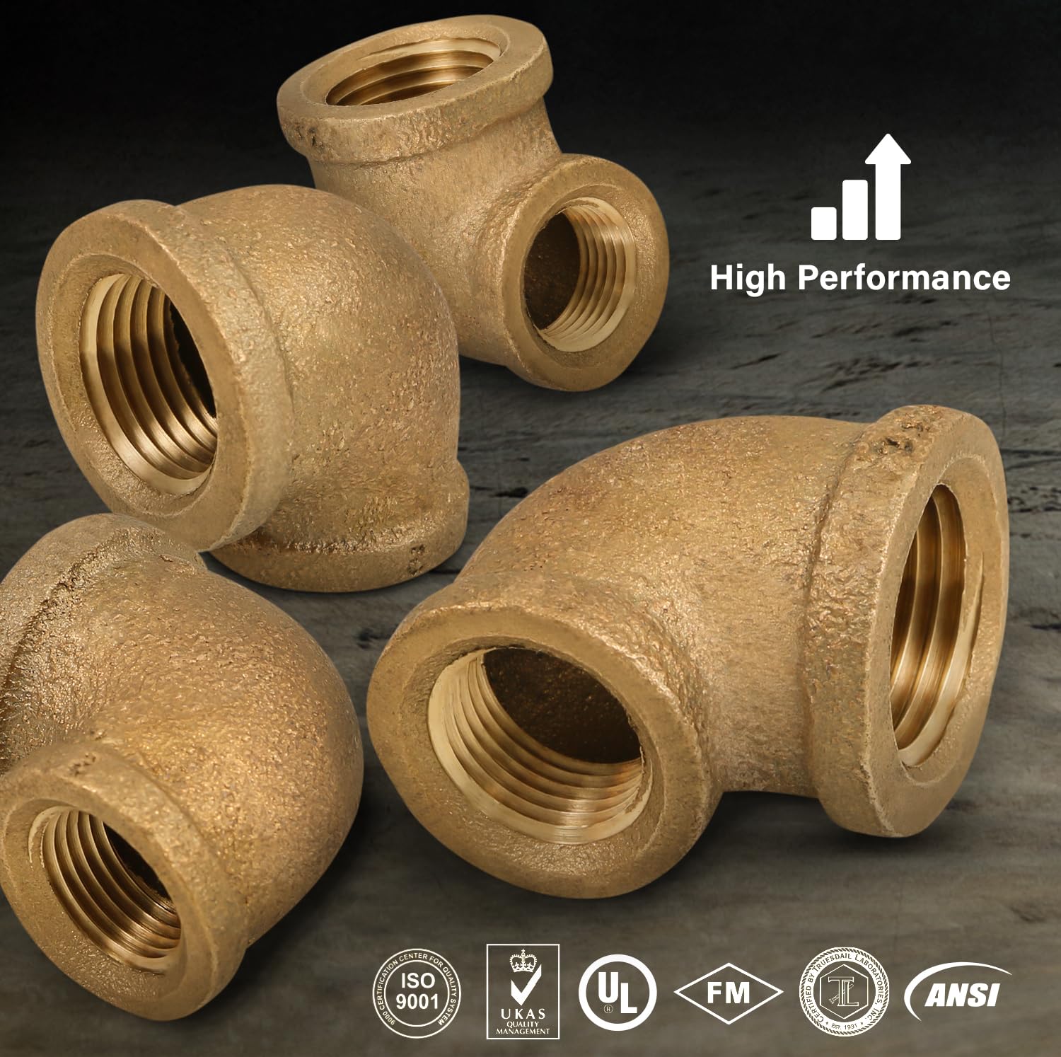 Everflow BRRL1124-NL codo reductor de latón de 90 grados sin plomo con extremos roscados hembra, construcción de latón, resistencia a la corrosión más alta económica y fácil de instalar