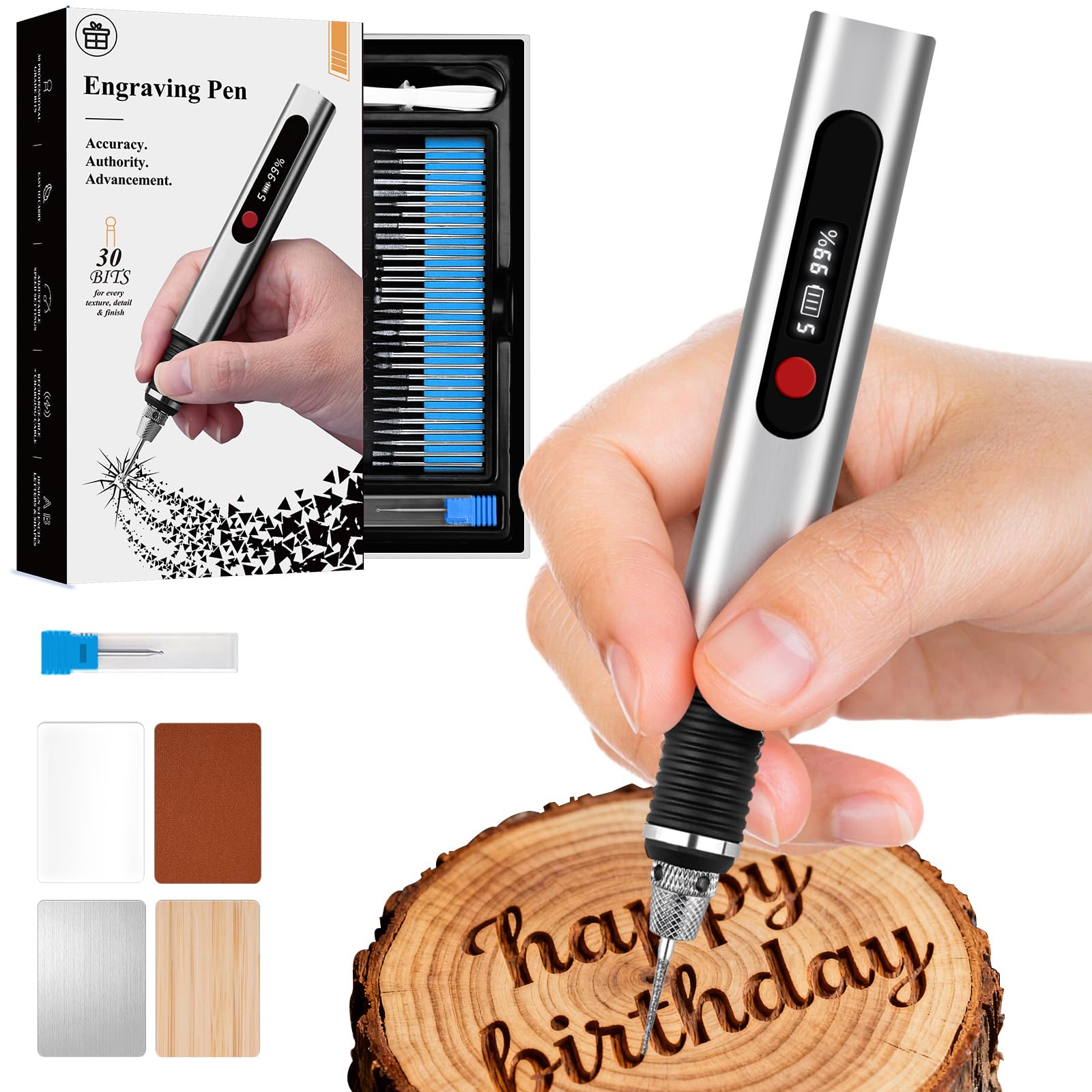 Stylo de gravure sans fil pour métal, bois, verre, plastique, outil de gravure 44 kits, 5 vitesses jusqu'à 30 000 tr/min, 500 mAh rechargeable par USB, kit de graveur rechargeable par USB, cadeaux