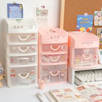 3 Layers Kawaii Makeup Organizer Kawaii Desk Organizer Kawaii Room Accessories Kawaii Desk Decor Kawaii Room Decor Kawaii Stuff for Room Organizer2 Layer,White