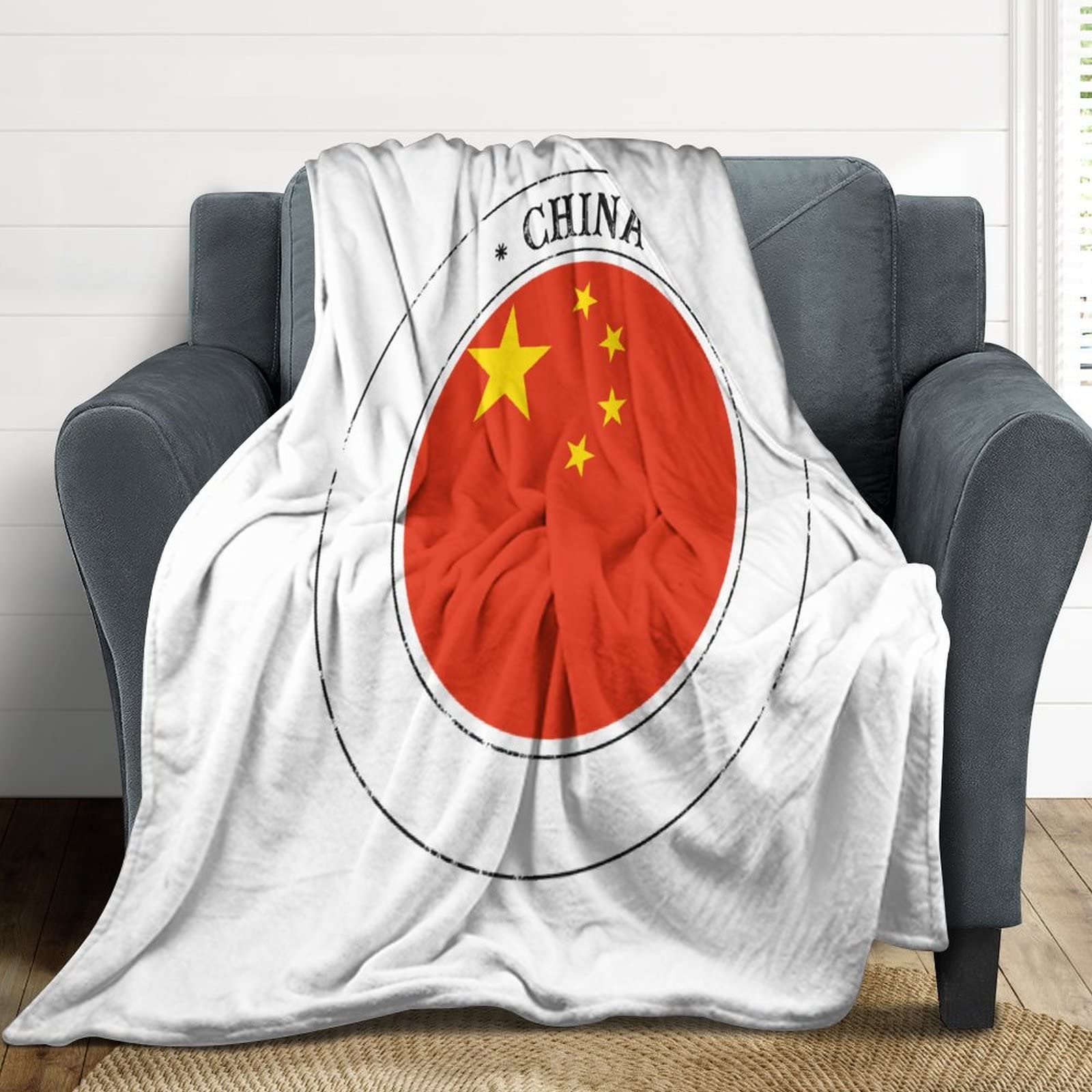 China Flagge Decke - Weiche Wohndecke 127x152cm Für Sofa & Bett