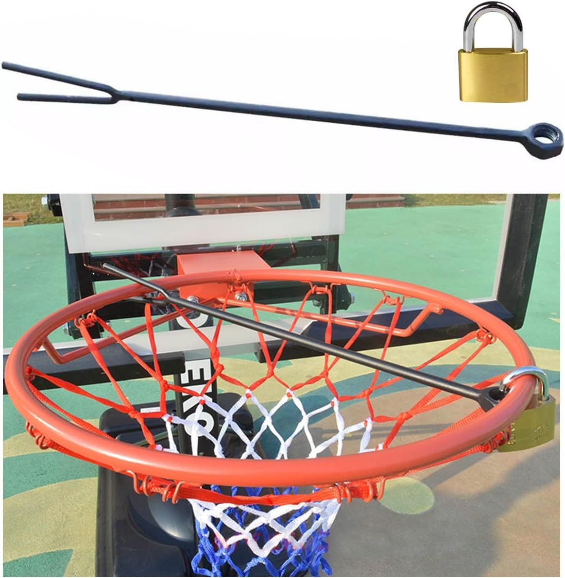 Basketball Hoop Net Lock Black, Indoor Outdoor Basketball Rim Lock Kit, Basketball Rim Locking