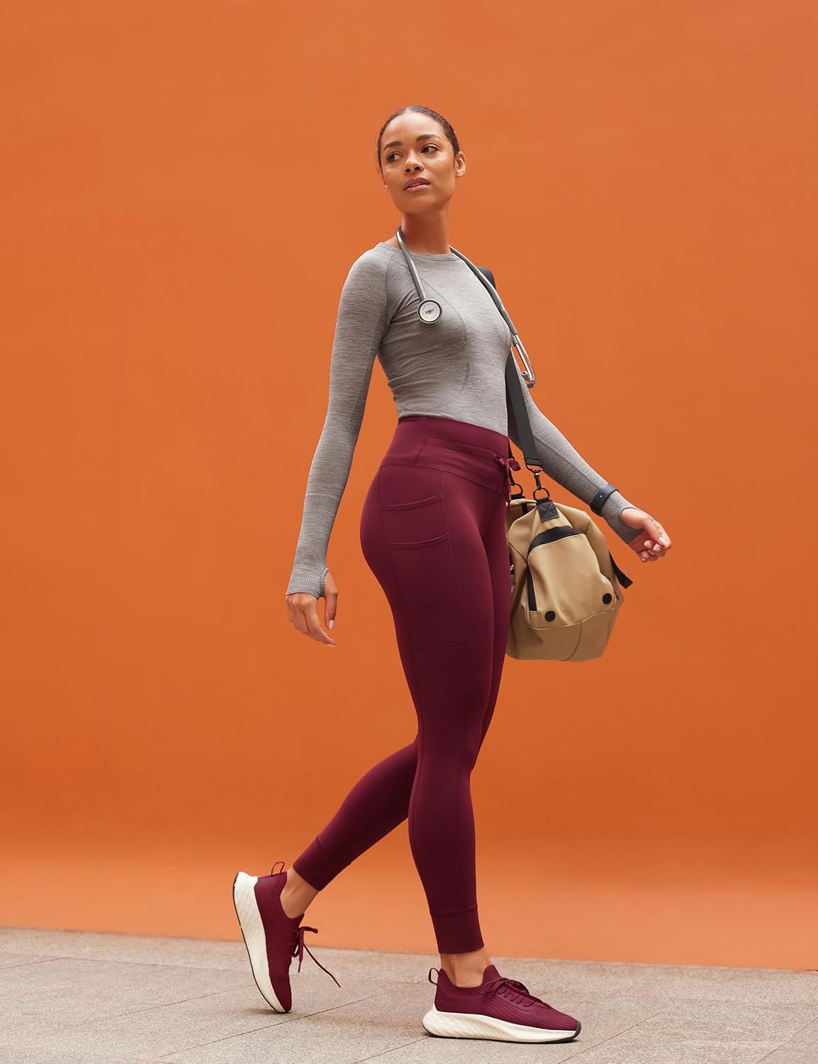 Womens High Waisted Scrub Leggings 25" - 5 Pockets Drawstring Yoga Scrub Pants Medical Bottoms Stretch Soft - Image 3