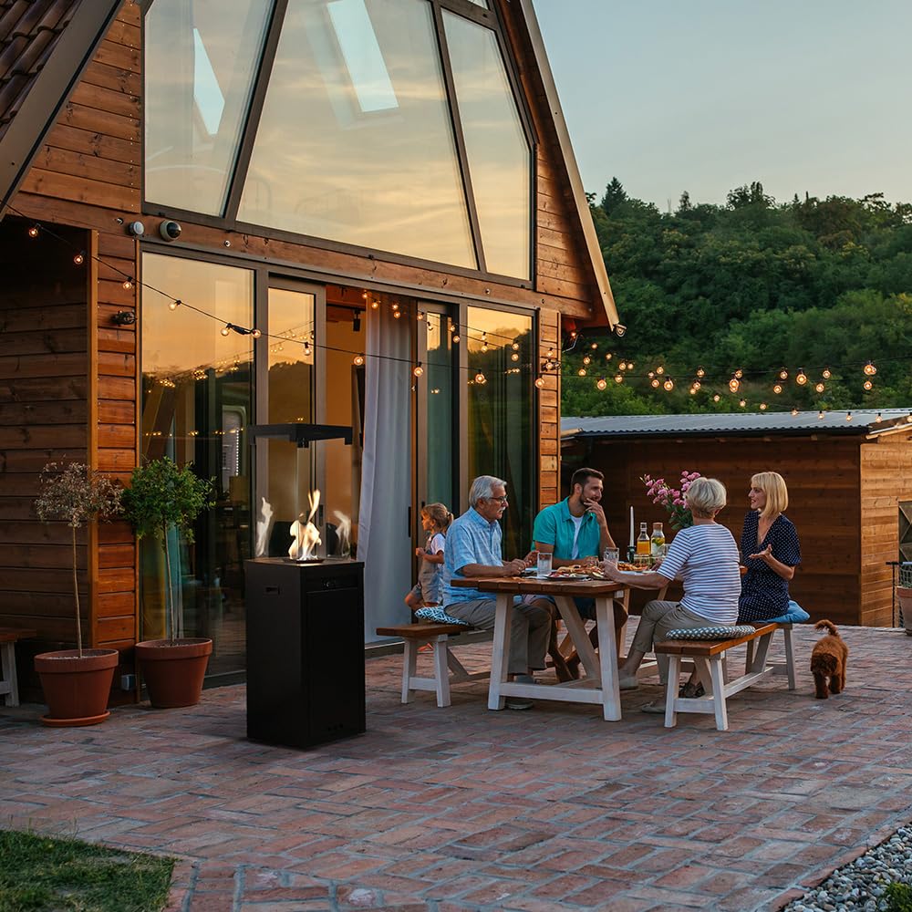 KRATKI Patio Light – grzejnik tarasowy na gaz 8,2 kW – zestaw z reduktorem – grzejnik na taras – grzejnik do ogrodu – kominek ogrodowy – dekoracja tarasu na zewnątrz