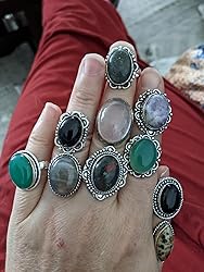 Amazon.com: Boho Statement Gemstone Silver Ring - 10 Pcs - Women Silver ...