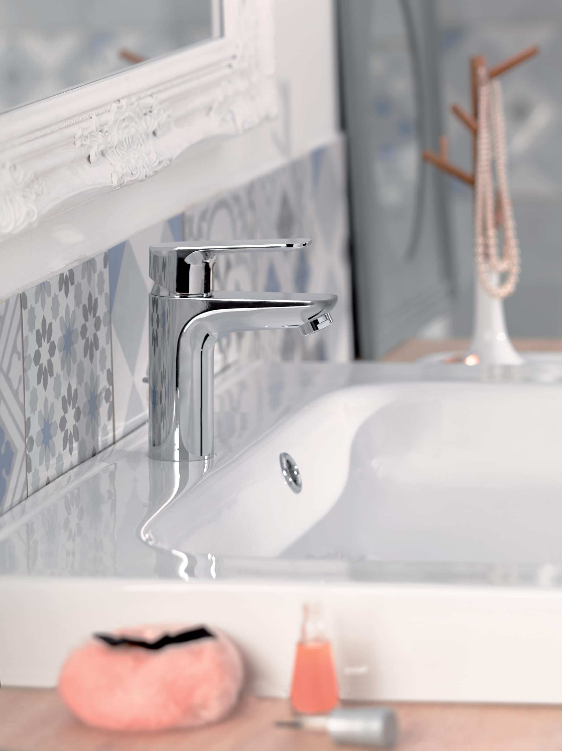JACOB DELAFON Grifo de Lavabo con Desagüe Automático Muy Fácil y Rápida Instalación Ahorro de Agua Material Latón Cromado Color Cromo ÓSCAR E29842-CP