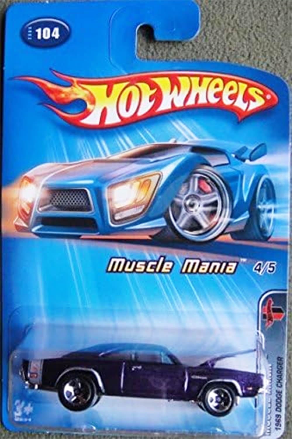 Hot Wheels 1969 Dodge Charger 2005 Muscle Mania Series 4/5 1:64 Scale Collectible Die Cast Metal Toy Car Model #104