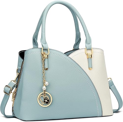 Miniatura 15 de KKXIU Monederos y bolsos de mano con triple compartimento para mujer, bolso de mano con asa superior 5-verde,1-negro,1-Rosa,2-Azul,2-Olive,rosado