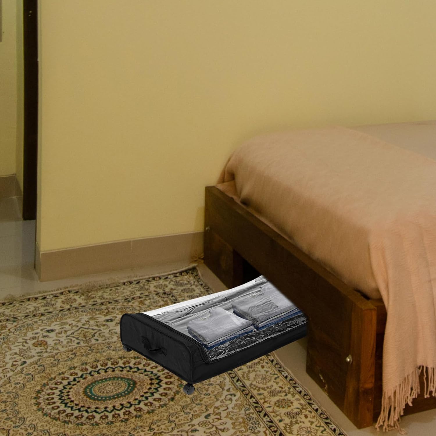 DOITOOL under Bed Storage Container with Wheels Space Saving Storage Organizer for Clothes Shoes Toys Sturdy Drawer Design for Efficient Underbed Use with Cover