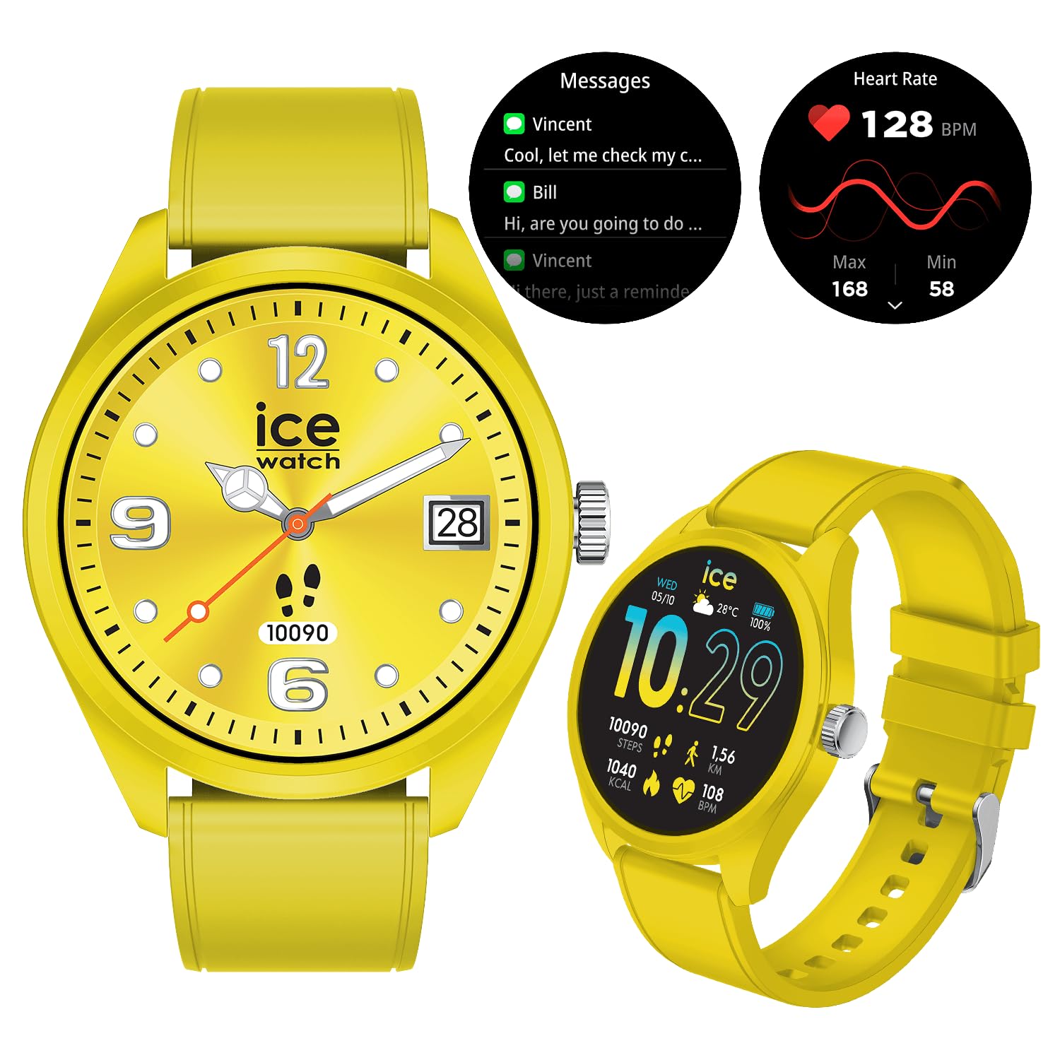 Ice-Watch - ICE smart forever Rose-gold Black - Smartwatch żółty z silikonowym paskiem - 026218 (1.32 cala / 42mm)