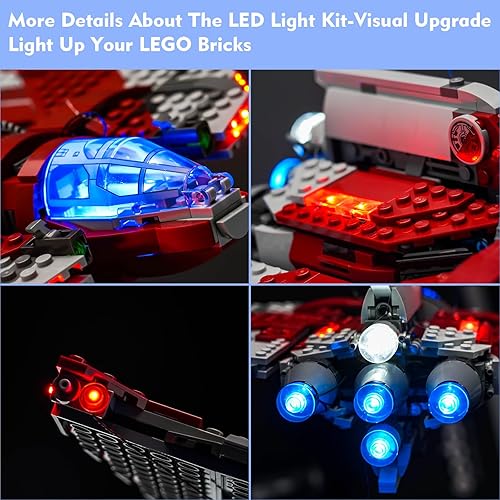 Miniatura 3 de LocoLee Kit de luces LED para Lego Ahsoka Tano T-6 Jedi Shuttle 75362, control remoto, accesorios de iluminación creativa compatibles con Lego 75362