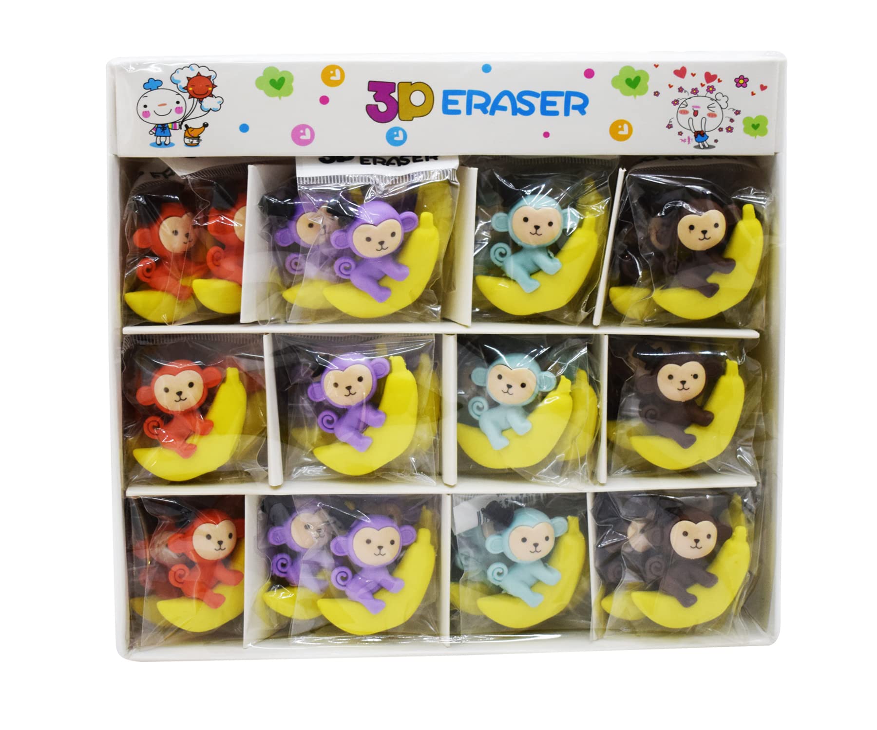 Kidizkart Latest New Variety 3D Monkey Banana Erasers Pencil Top for Kids Birthday Return Gifts (Set of 36 Pcs) (B0C589CJSH) Amazon Price History, Amazon Price Tracker