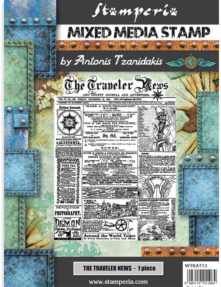 STAMPERIA INTERNATIONAL, KFT Stamperia-Stamp Sir Vagabond-The Traveler News, Rubber, 15 x 20 cm