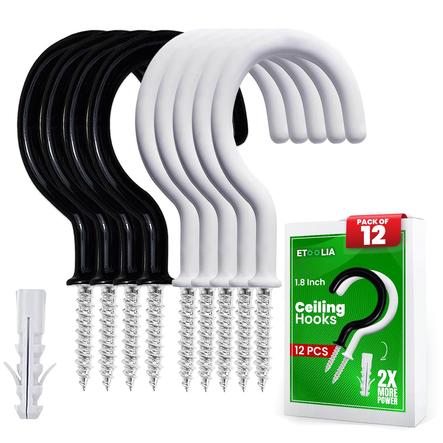 Ceiling Hooks for Hanging Plants 1-1/4 Inches Vinyl Coated