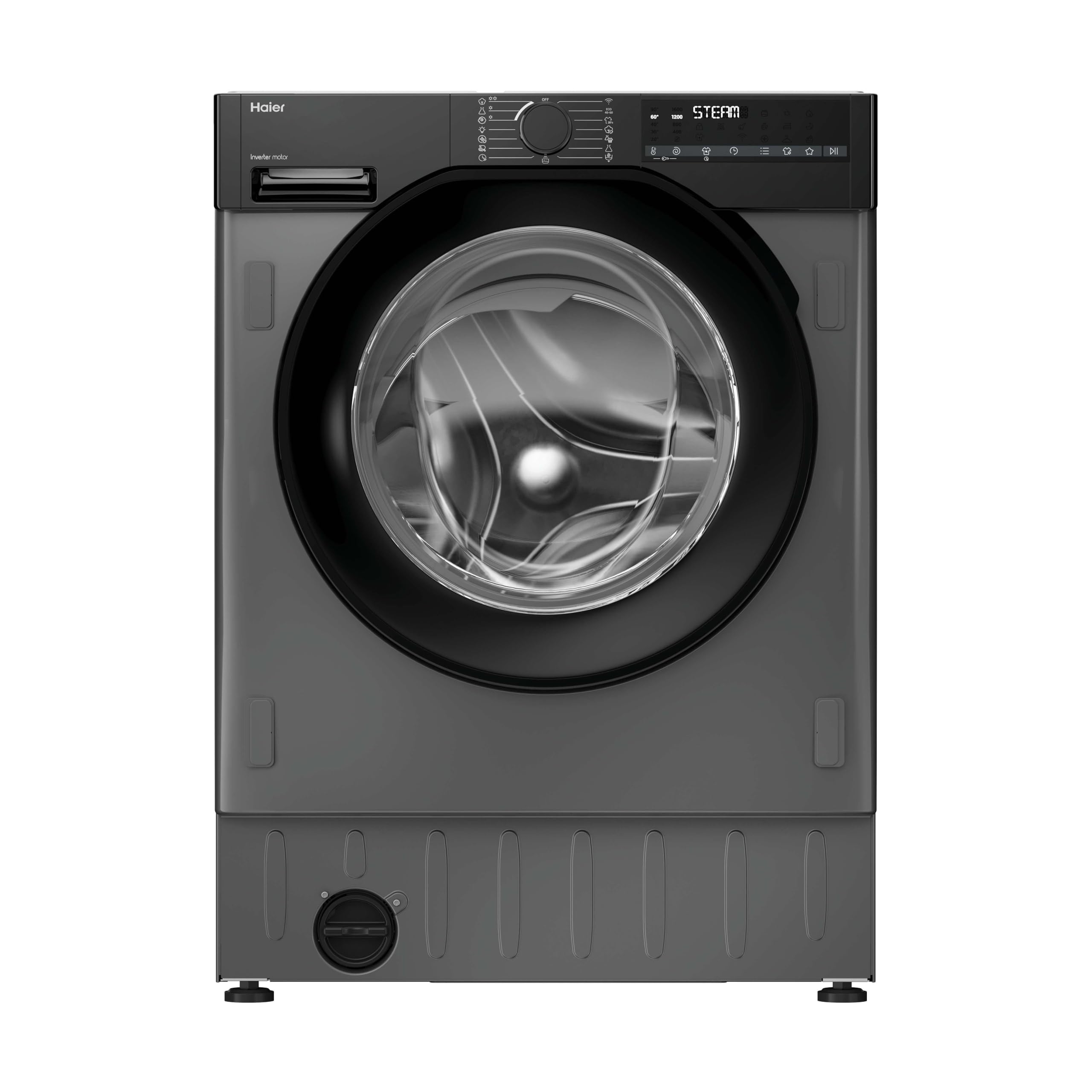 Haier Series 6 Bha6s696m6db9r80 Integrated 9 Kg Washer Dryer, Silver/Grey,Black