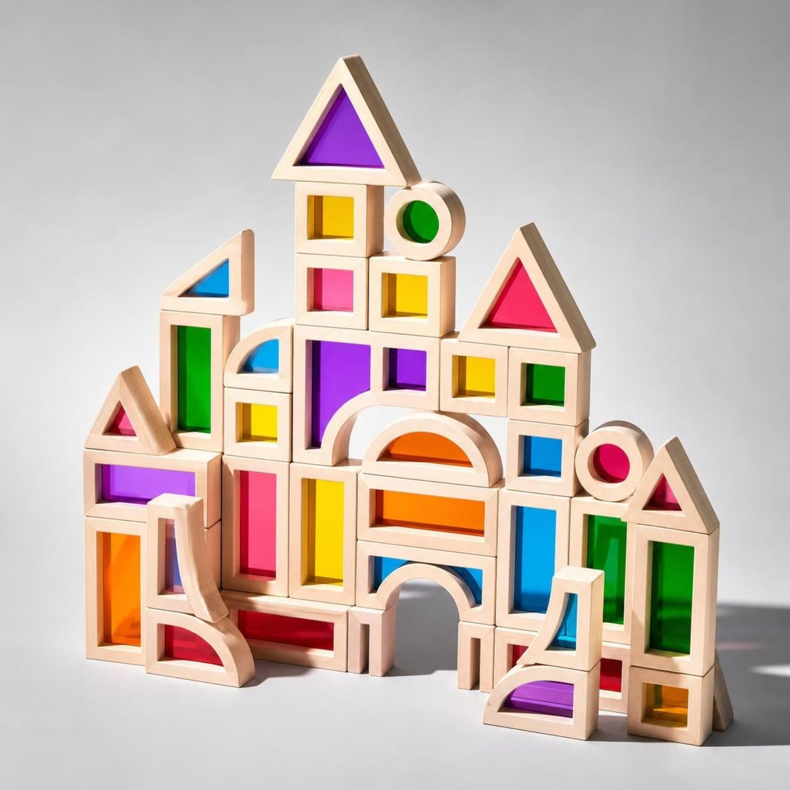 25 Piè Blocs Crbe-en-Ciel Éducatif | Acryliques, Jeu Construction crbe-en-Ciel, Transparents, J, pr École Maternelle