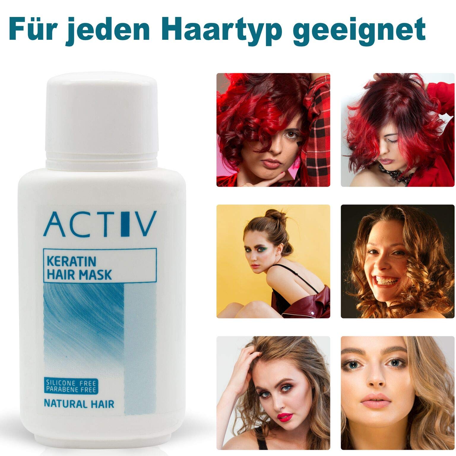 GFH ACTIV Pflegeset Echthaar Perücken Collagen Cream Shampoo + Keratin Hair Mask - Extensions Haarverlängerungen Toupets Haarteile Perücken
