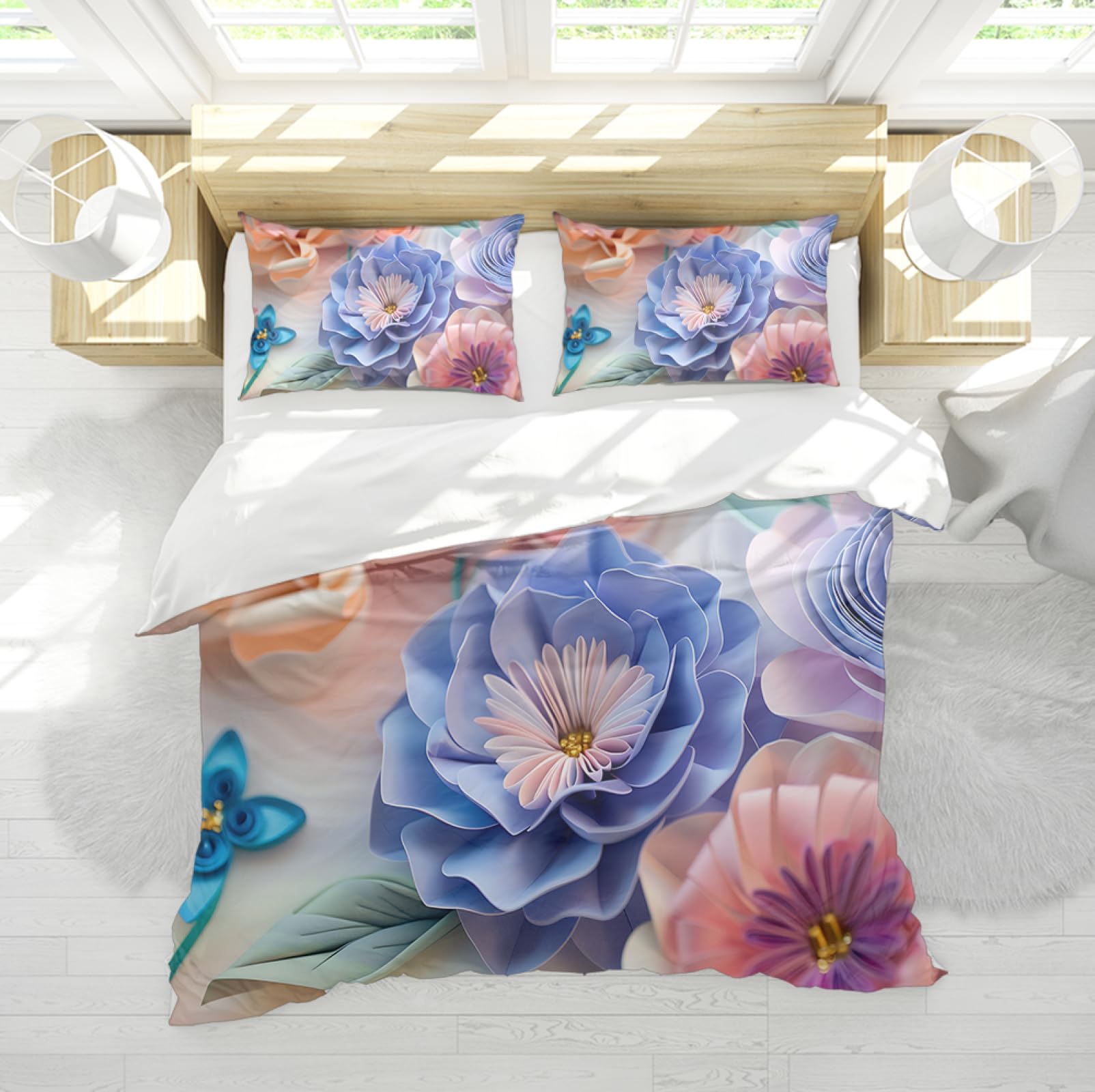Parure de lit à fleurs vibrantes pour une chambre cocooning