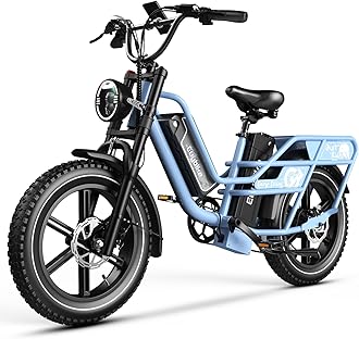 Dual Battery Electric Bike for Adults, Cargo Ebike with 48V 60AH Removable Battery Up to 160 Miles, 1450W Peak Motor 34MPH Electric Bicycle, 20" x 4" Fat Tire 7 Speed Hydraulic Disc Brakes E Bike