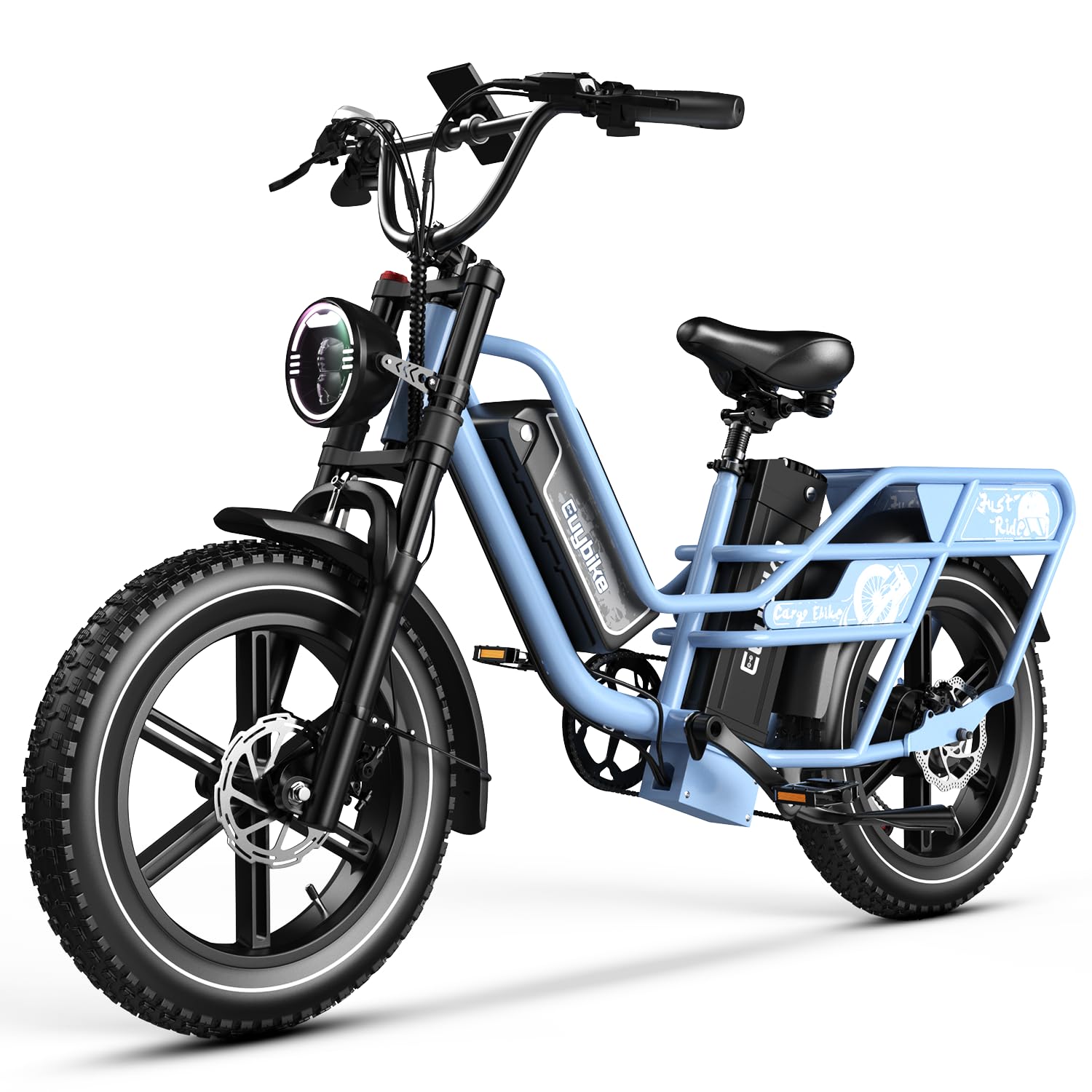 Dual Battery Electric Bike for Adults, 160 Miles Long Range Cargo Ebike with 48V 60AH Removable 2880WH Battery, 1450W Peak Motor 34MPH Electric Bicycle, 20" x 4" Fat Tire Hydraulic Brakes E Bike