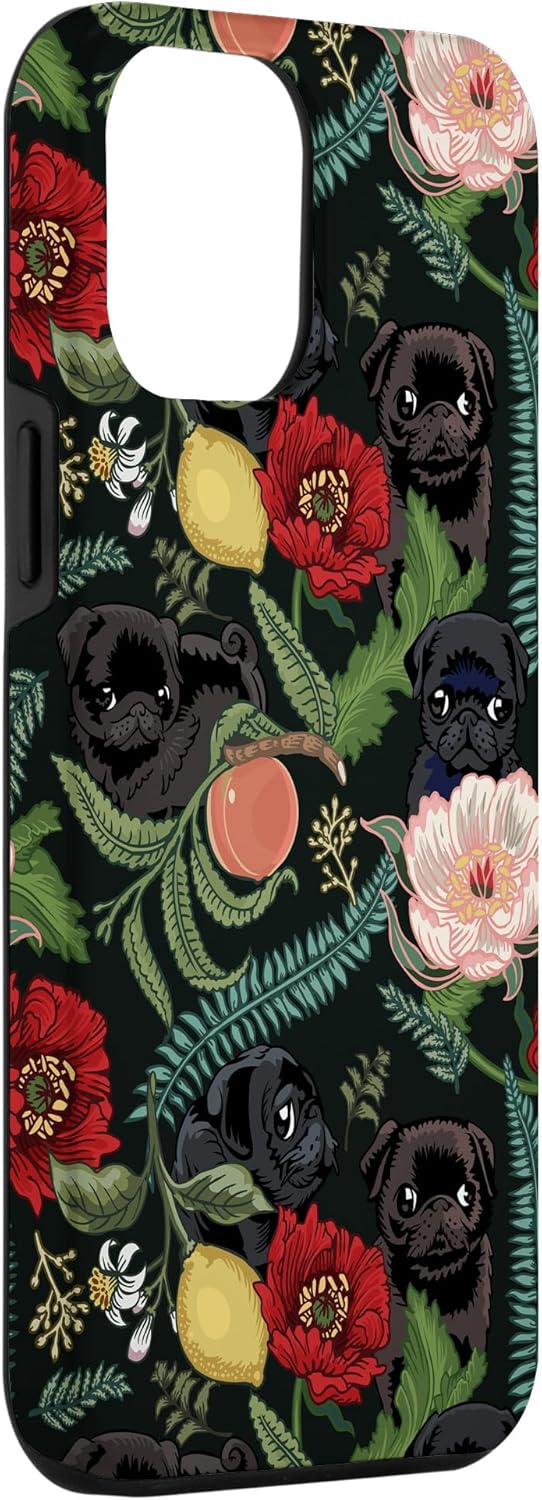 Botanical and Black Pug Case for iPhone 12 Pro Max