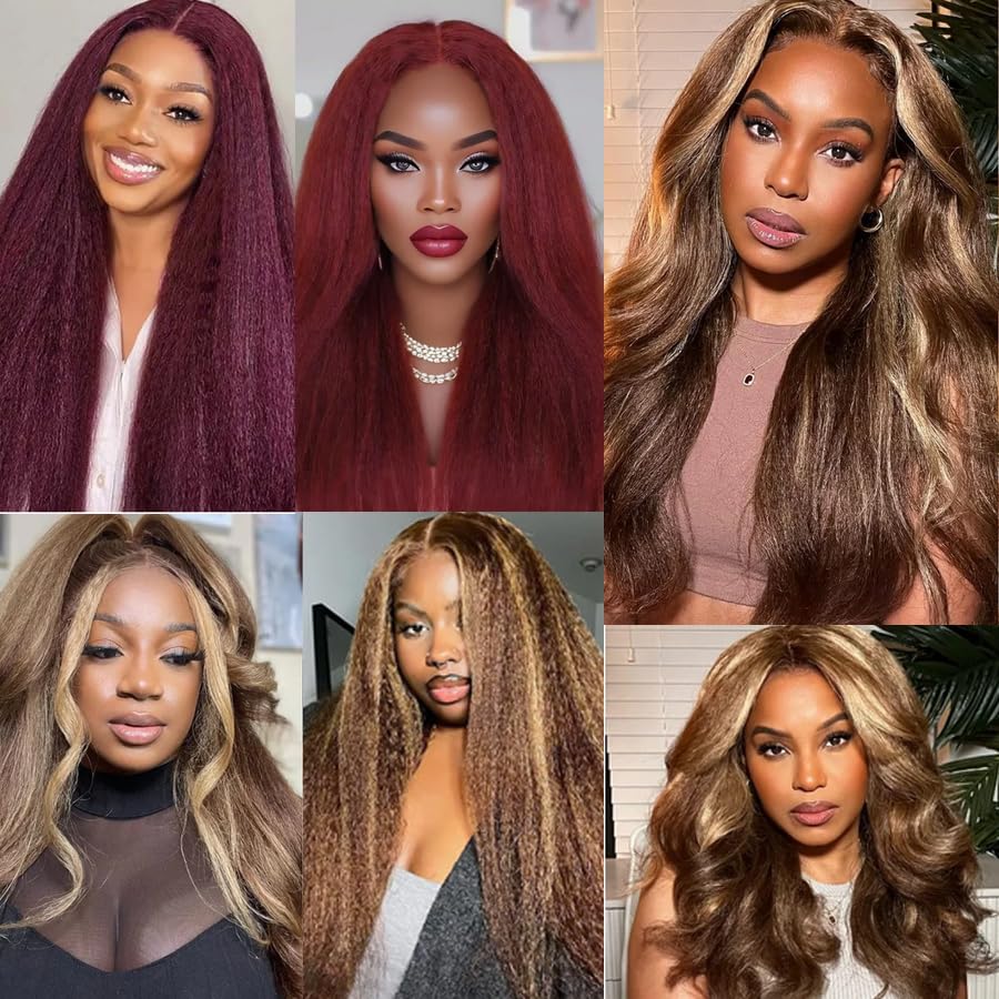 Ombre Burgundy Wine Red Kinky Straight Tape on Extensions Human Hair 1b/99j Seamless Taping In Real Human Hair Extension 50g/20pcs for Women Skin Weft Coarse Straight Tapes Ins 18 Inch