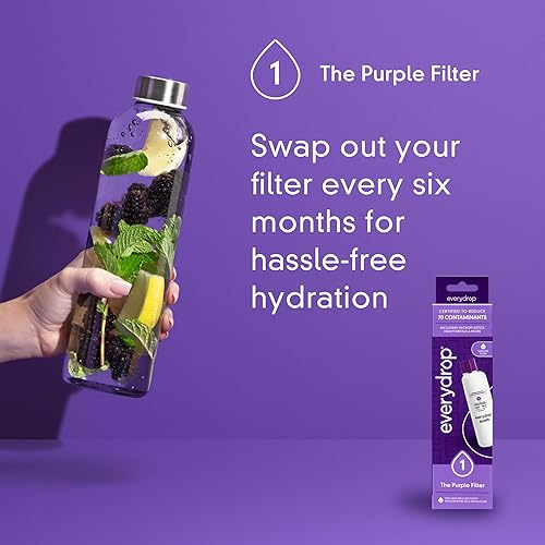 Miniatura 6 de everydrop by Whirlpool Filtro de refrigerador para hielo y agua 1, EDR1RXD1, paquete individual, morado