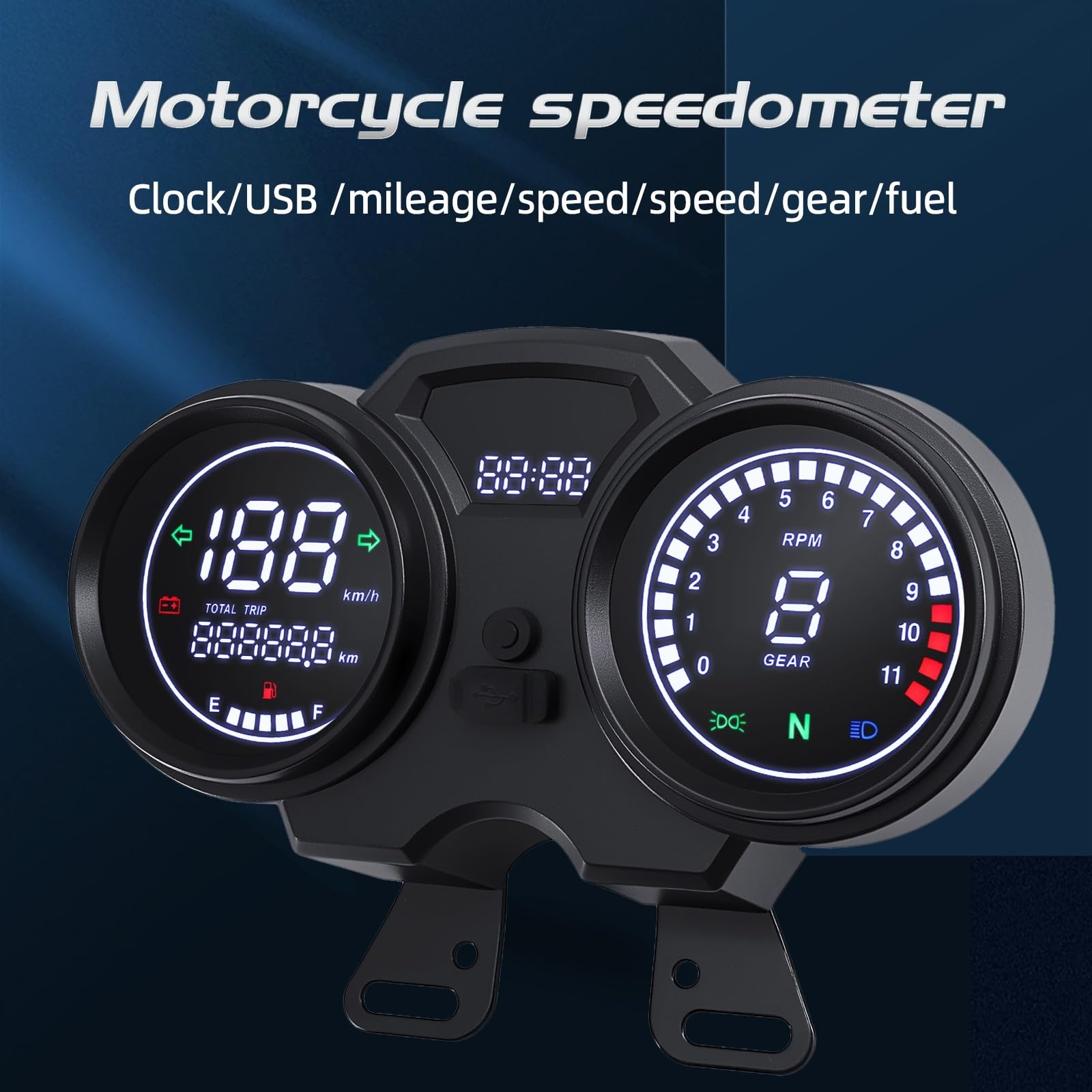 odómetro Tablero Digital Universal para motocicleta, odómetro LCD, velocímetro, instrumento, tablero, contador de horas, tacómetro con engranaje