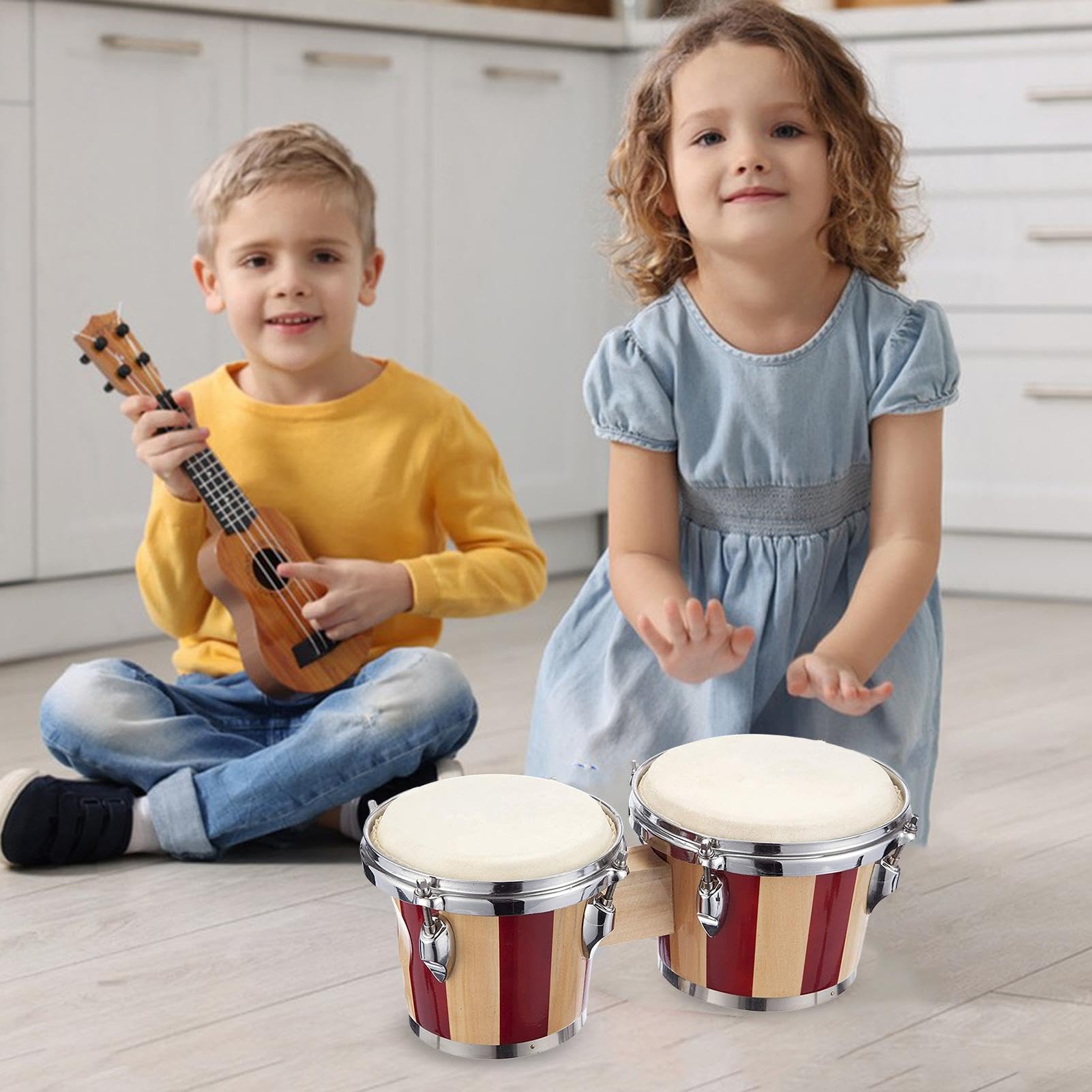 Bongó para niños Tambor educativo hecho en madera | Bongos de Madera para Ritmo y Aprendizaje Musical Niños, Adultos, Principiantes, Estudiantes, Educación Musical Y Práctica