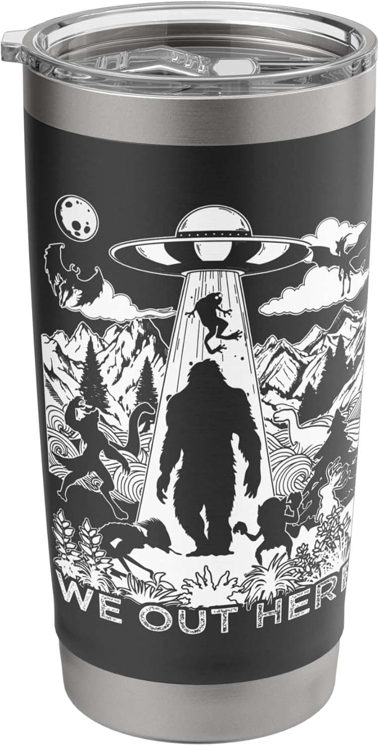 We Out Here America Monsters Bigfoot Mothman Local Cryptids Stainless Steel Insulated Tumbler