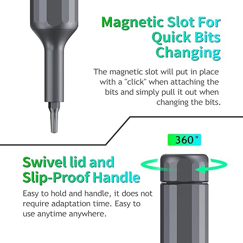 Miniatura 5 de Juego de destornilladores de precisión 27 en 1, mini juego de destornilladores con 26 puntas de acero de aleación S2 resistentes, destornillador