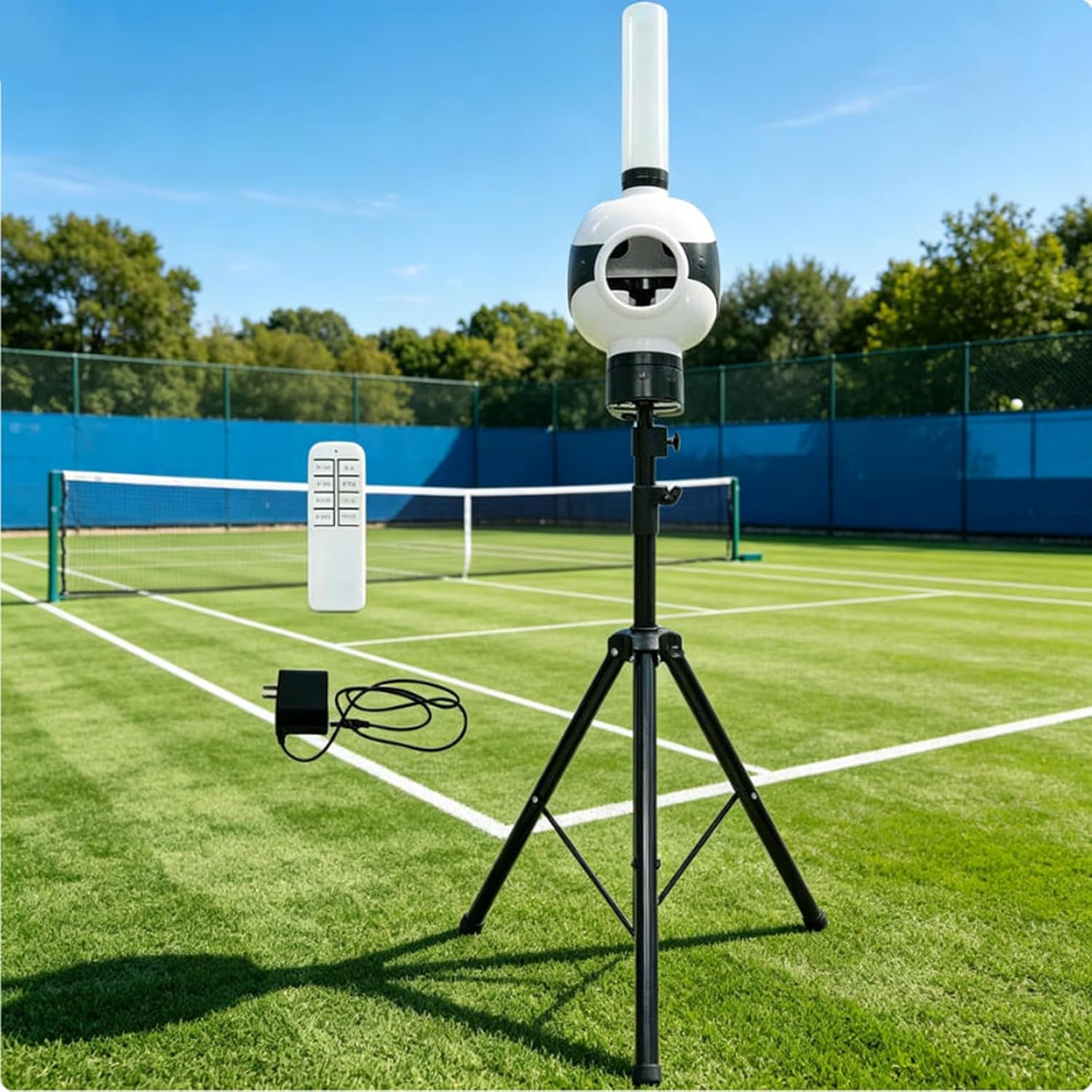 Automatic Badminton Launcher,Badminton Serving Machine with Remote Control, Efficient Shuttlecock Trainer with Metal Bracketfor Beginner Training